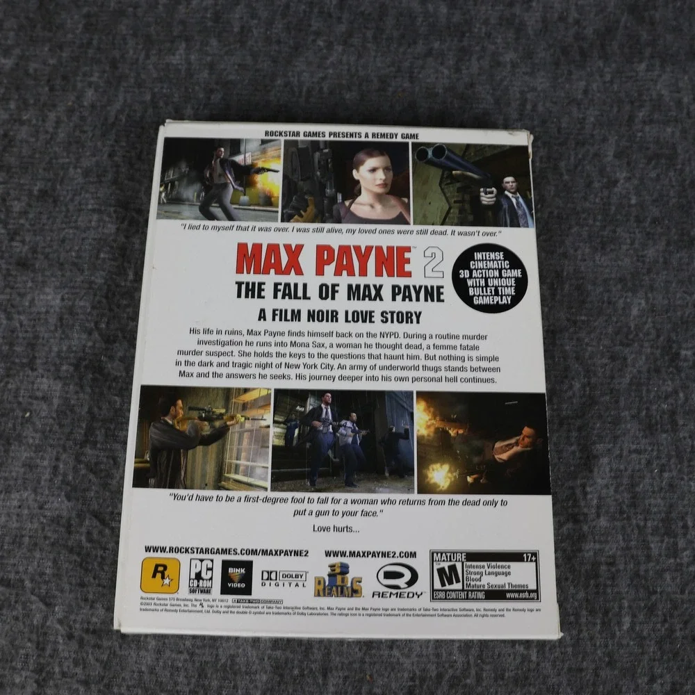 Max Payne 2 The Fall Of Max Payne PC CD-ROM Game Rockstar Games 2 Disc Manual